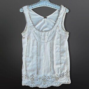Vintage Y2K Beaded Art Deco Top Blouse Size M Sleeveless Fairy Boho Loose Flowy